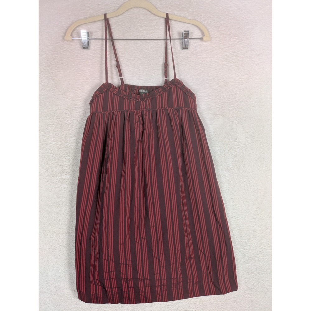 Wild Fable Mini Dress Women's Small Burgundy Striped Ruffle Adjustable Straps